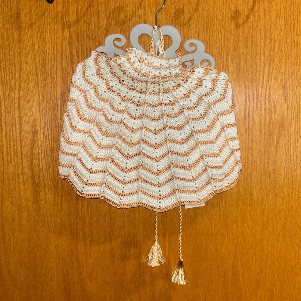 my Beachy Side Hand Crocheted Halter Top In White And Copper